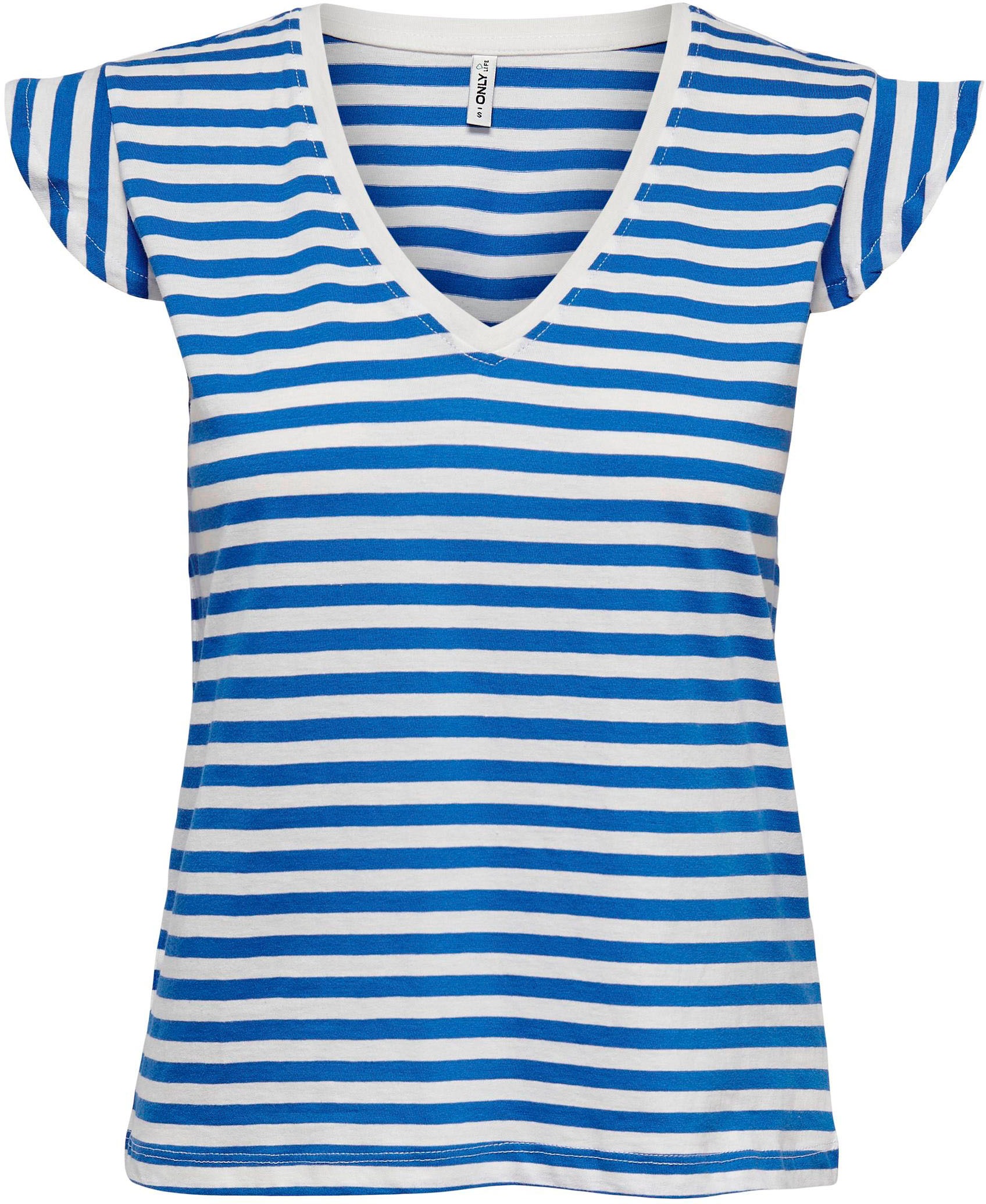Image of Only V-Shirt »ONLMAY S/S STRIPE FRILL TOP JRS« bei Ackermann Versand Schweiz