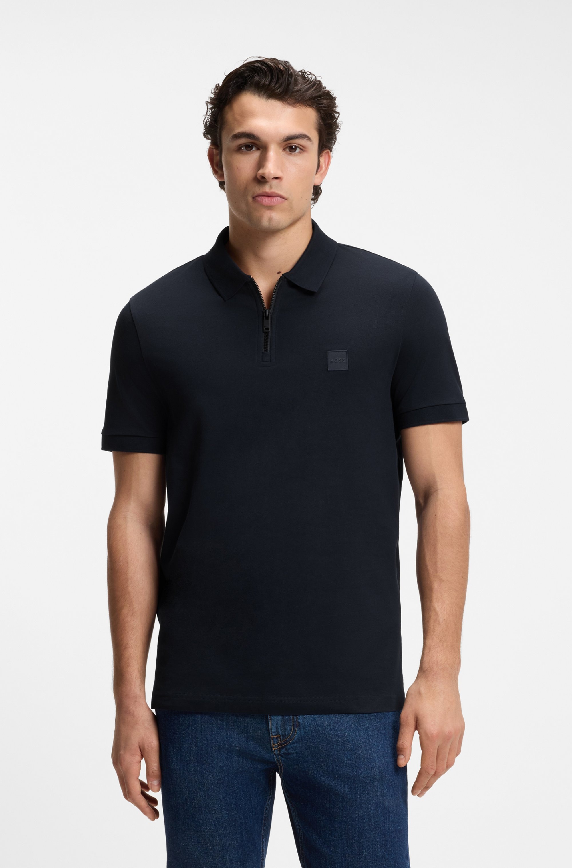 Image of BOSS ORANGE Poloshirt "Passerzip" mit Polokragen