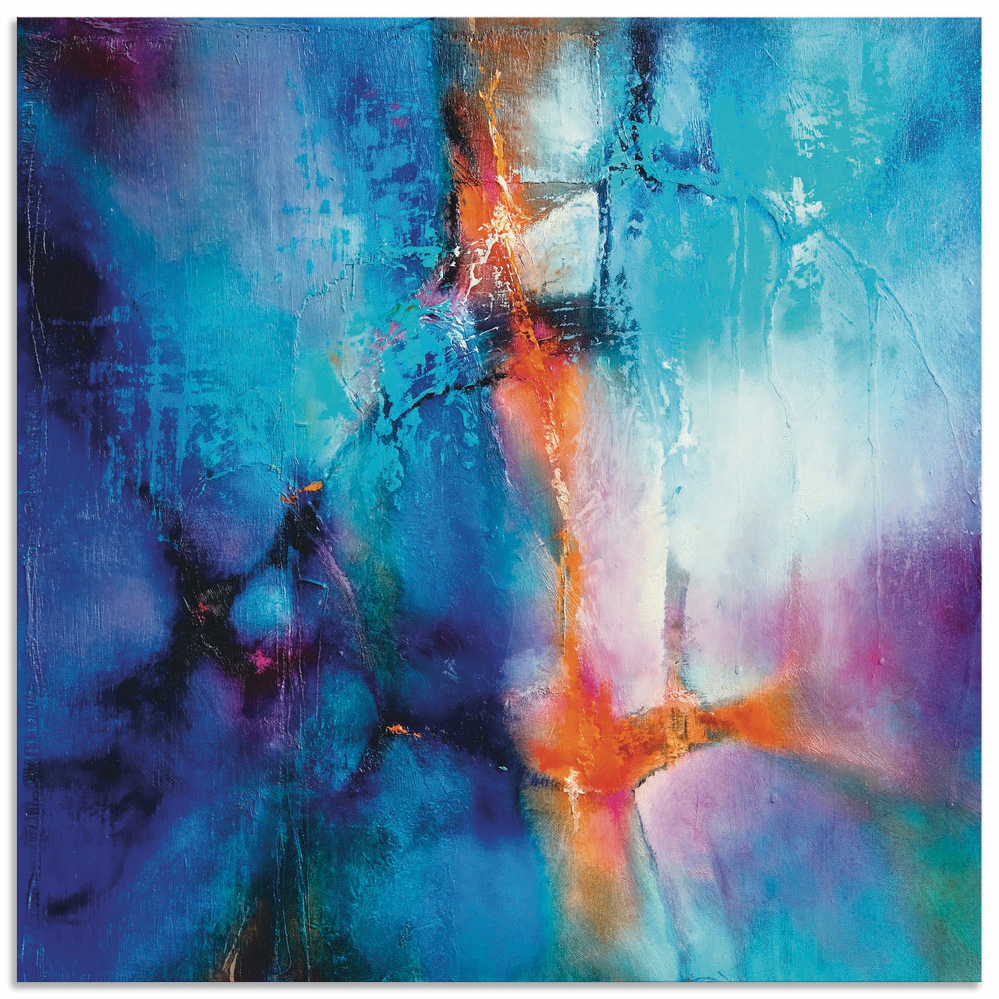 Image of Artland Alu-Dibond-Druck "Türkis und Magenta I" Gegenstandslos 1 Stk. tlg. für Innen- und Aussenbereich geeignet, Outdoorbild