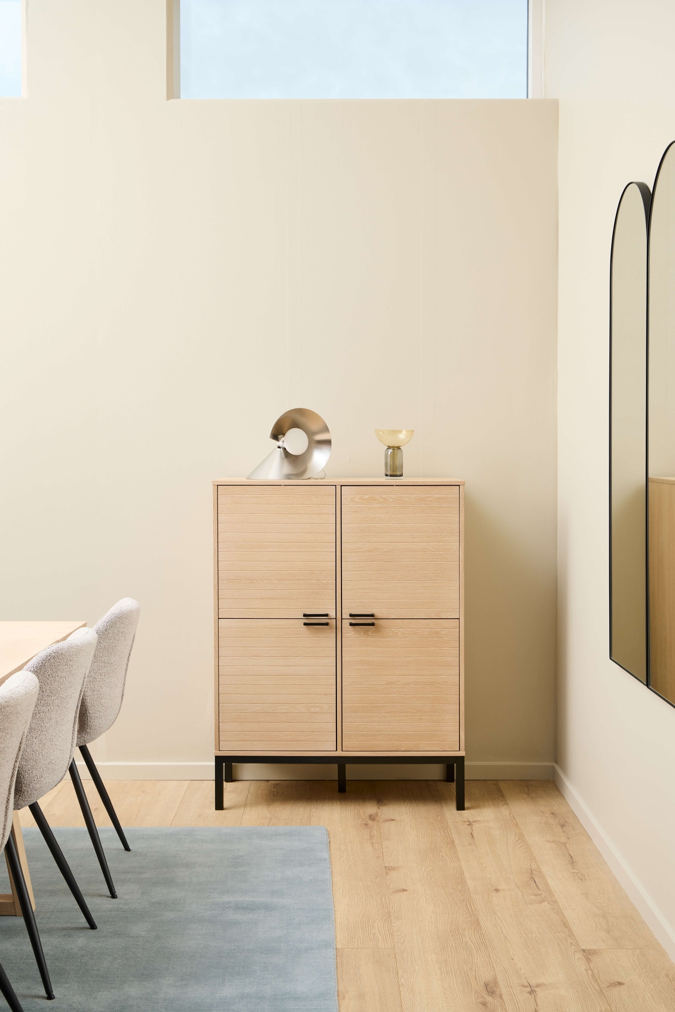 ACTONA GROUP Anrichte »Kensington« Schrank, 4 Türen und 6 Böden weiss pigmentiert Eiche, 91x40x120cm