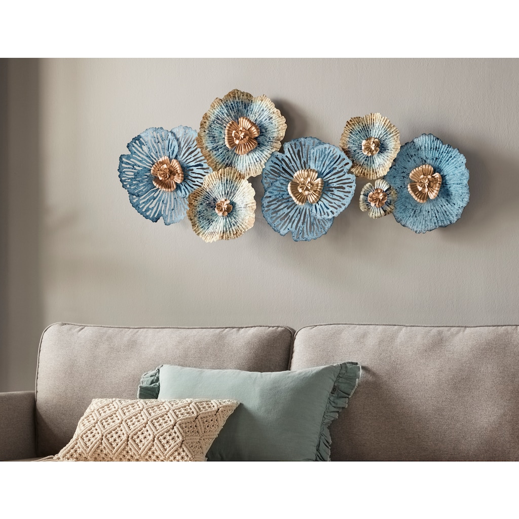 Home affaire Wanddekoobjekt »Blüten«, Wanddeko, aus Metall, bestehend aus 7 Blüten