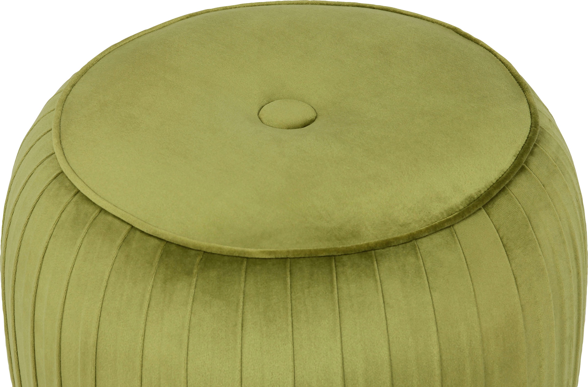 Kayoom Sitzhocker »Hocker Lilje, Edler Touch durch goldfarbenenen Sockel,Hochwertiger Samtbezug«, (1 St.), samtweich, gesteppte Ziernaht, Edelstahlsockel, Hochwertiger Samtbezug