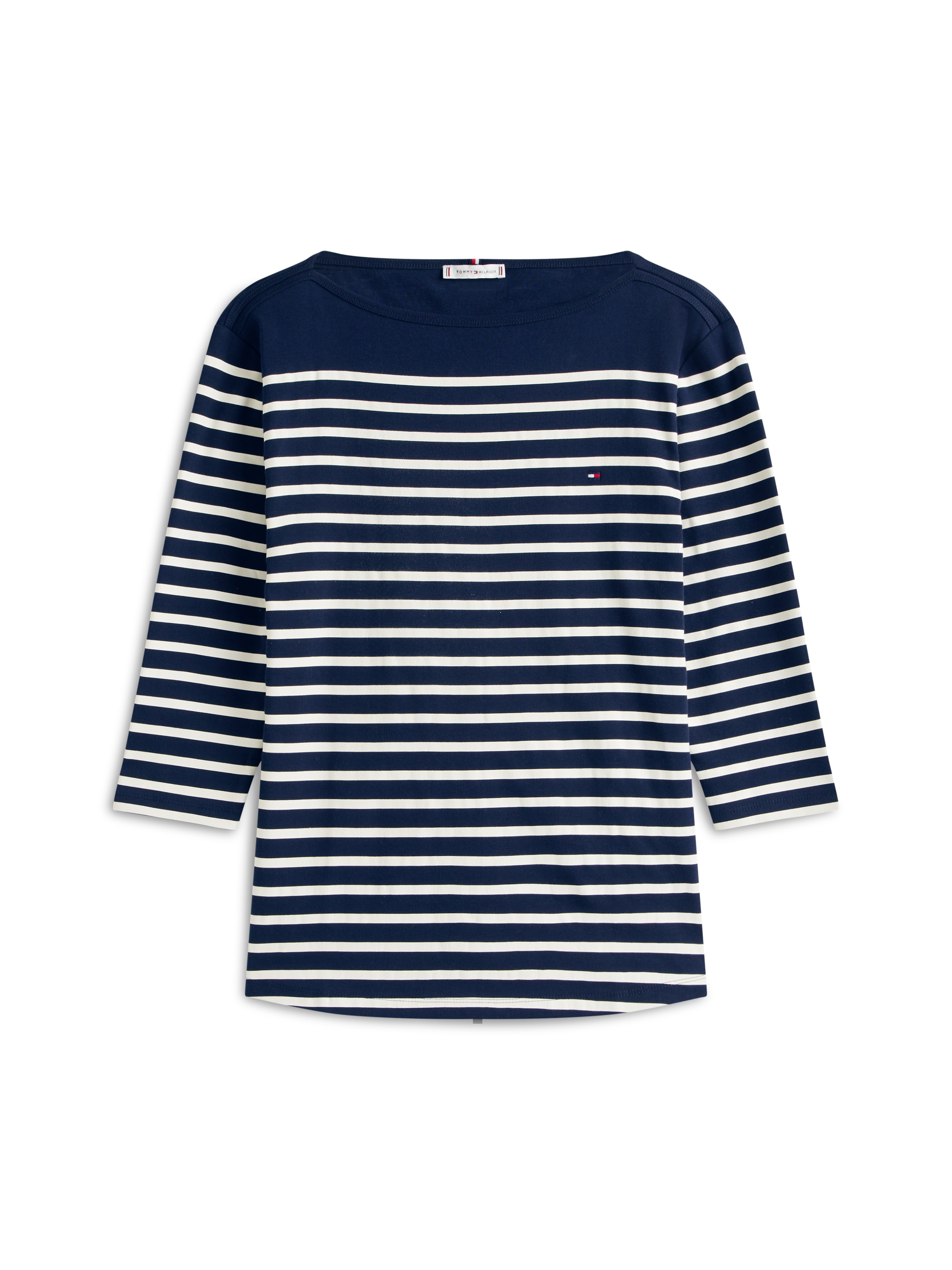 Tommy Hilfiger Curve T-Shirt »CRV SLIM CODY BOAT-NK 3/4SLV« in Grossen Grössen, 3/4 Ärmel, Logostickerei