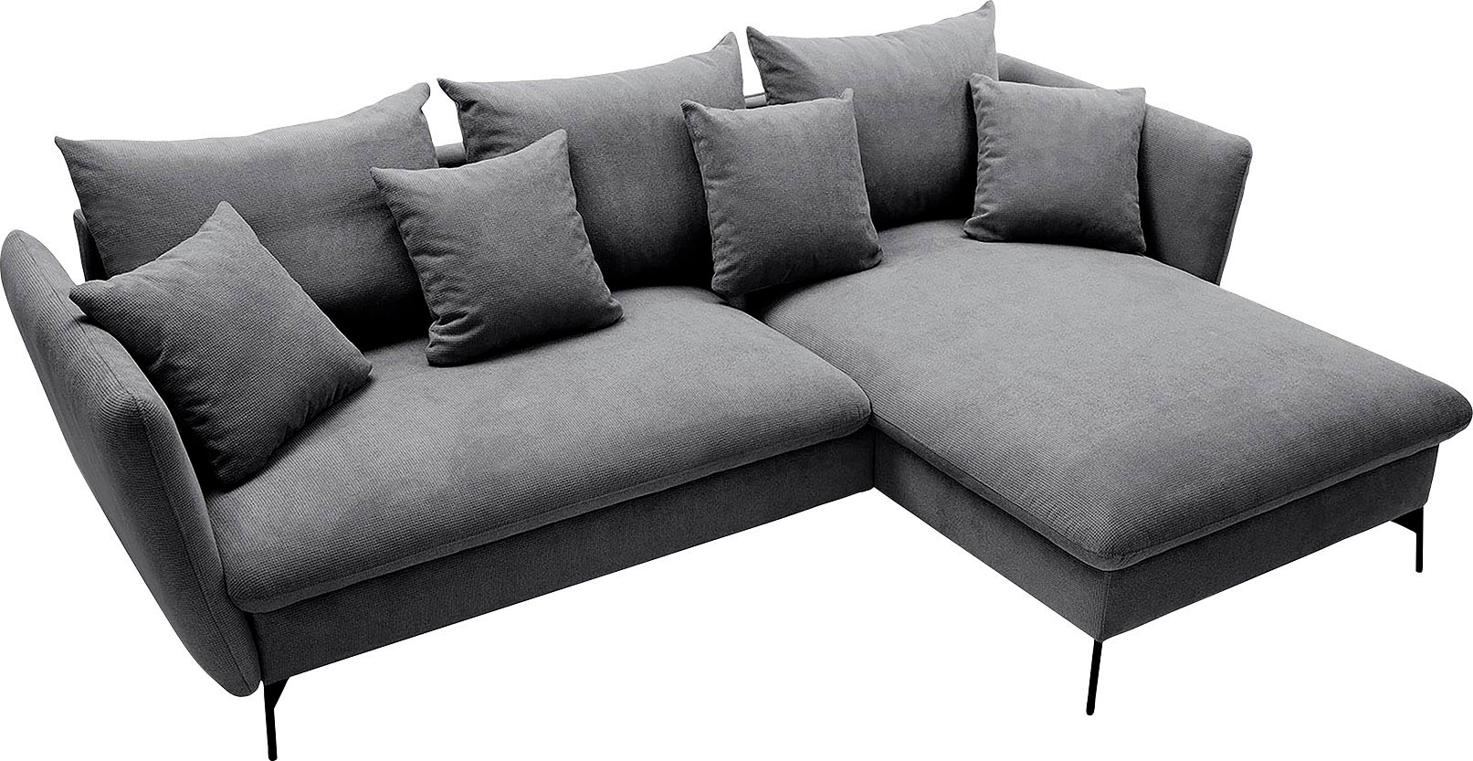 GOODproduct Canapé d'angle »LIVORNO,258 cm, L-Form,« Schlaffunktion u. Bettkasten (139/224cm), Samt, Struktur, Webstoff