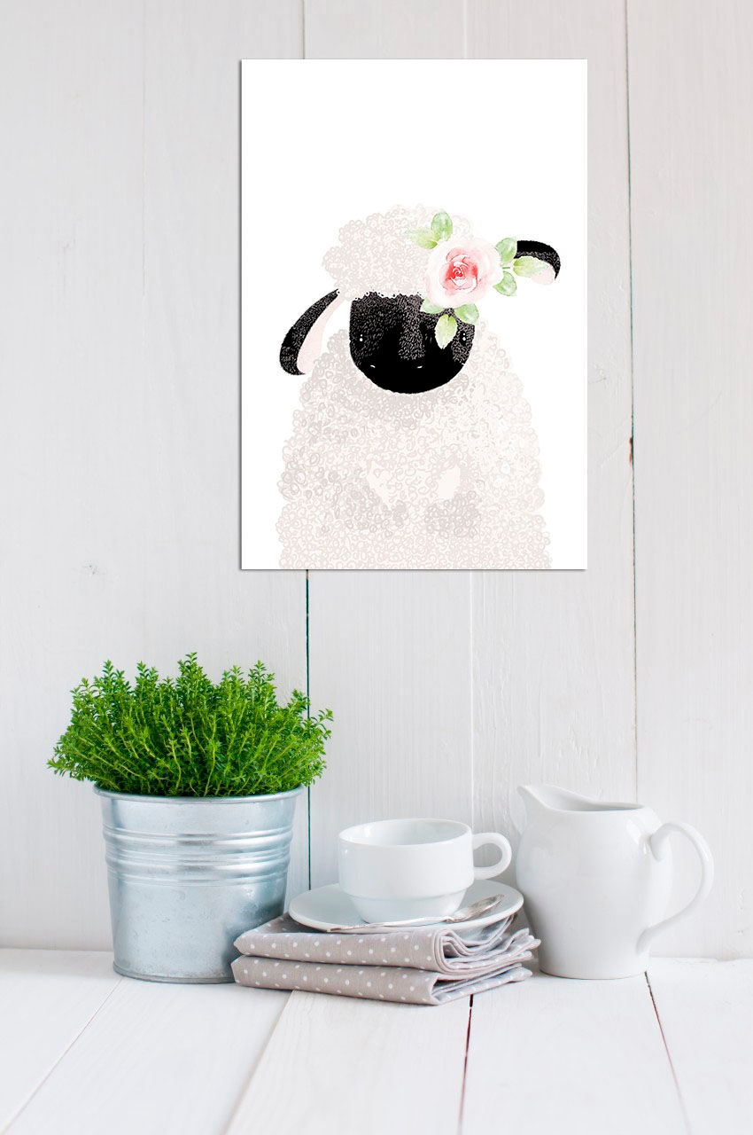 Image of queence Metallbild "Gamba" Blumen Tiere 1 Stk. tlg. Stahlschilder