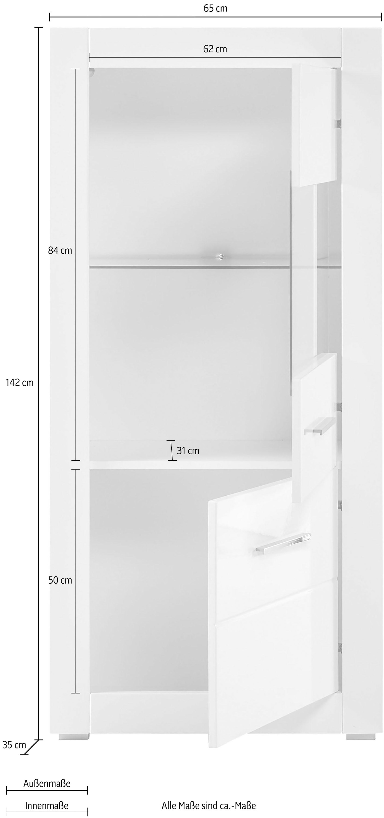 jetzt Höhe kaufen Vitrine 142 cm »BIANCO«, INOSIGN